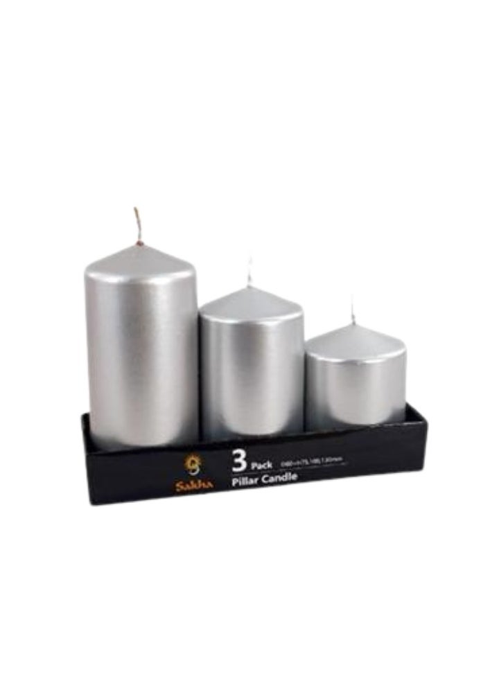 Pillar Candles -Smokeless and Dripless Decorative Candles for Home Decor and Relaxation - Set of 3