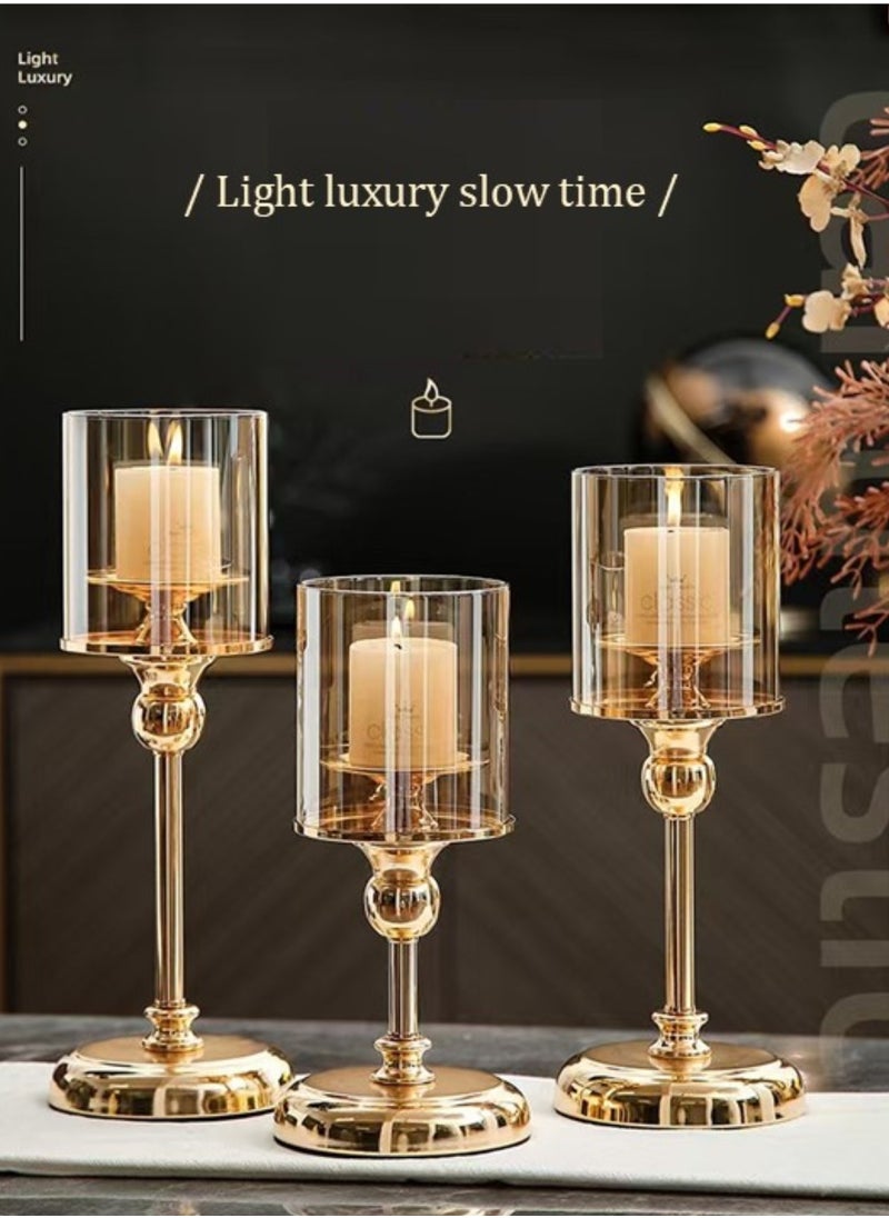 Metallic Glass Candlestick L (Gold Large Size)
