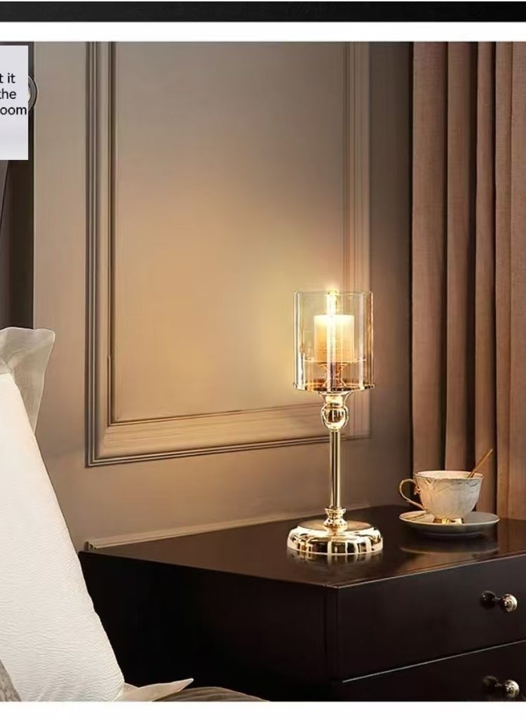Metallic Glass Candlestick L (Gold Large Size)