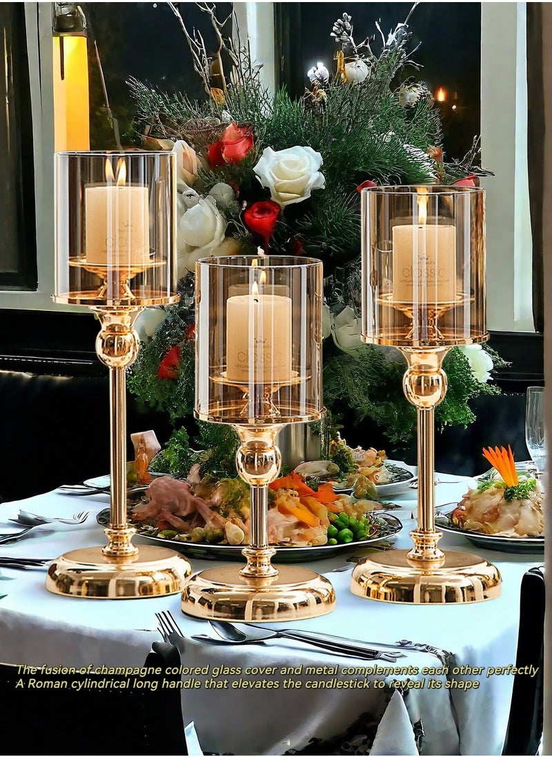 Metallic Glass Candlestick L (Gold Large Size)