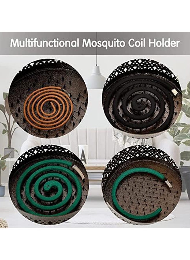 Retro Portable Mosquito Coil Holder with Handle Iron Fireproof Incense Burner for Home/Outdoor,14cm Diameter