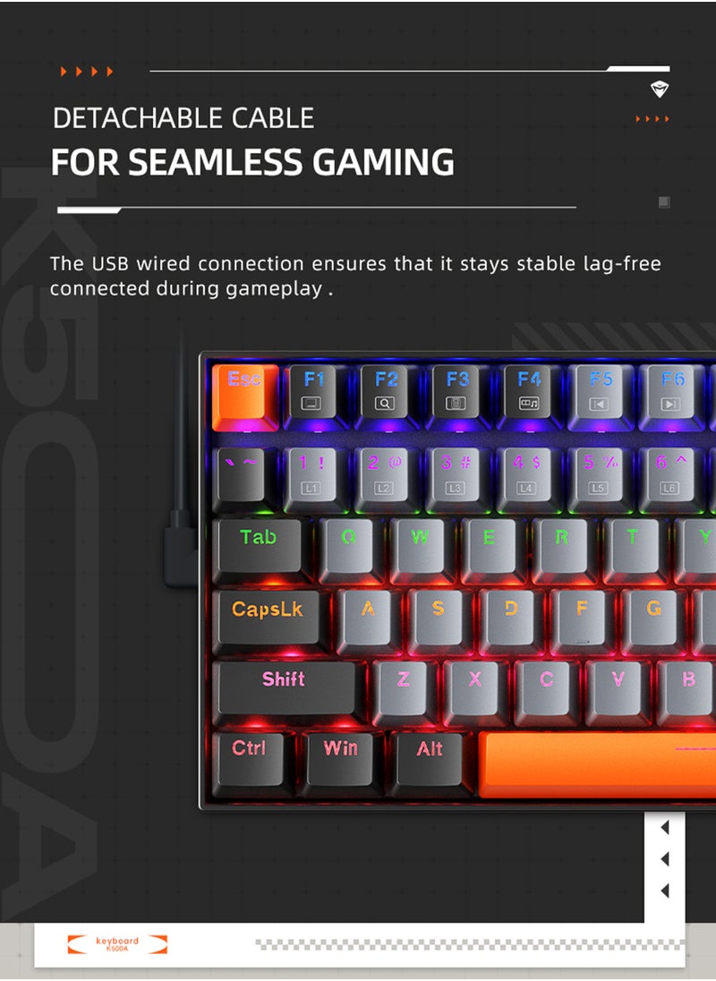84 Keys Wired Gaming Keyboard Mixed Light Keyboard Mechanical Keyboard With Red Switch LED Backlit