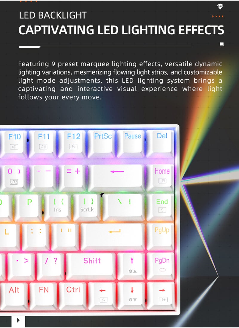 84 Keys Wired Gaming Keyboard Mixed Light Keyboard Mechanical Keyboard With Red Switch LED Backlit