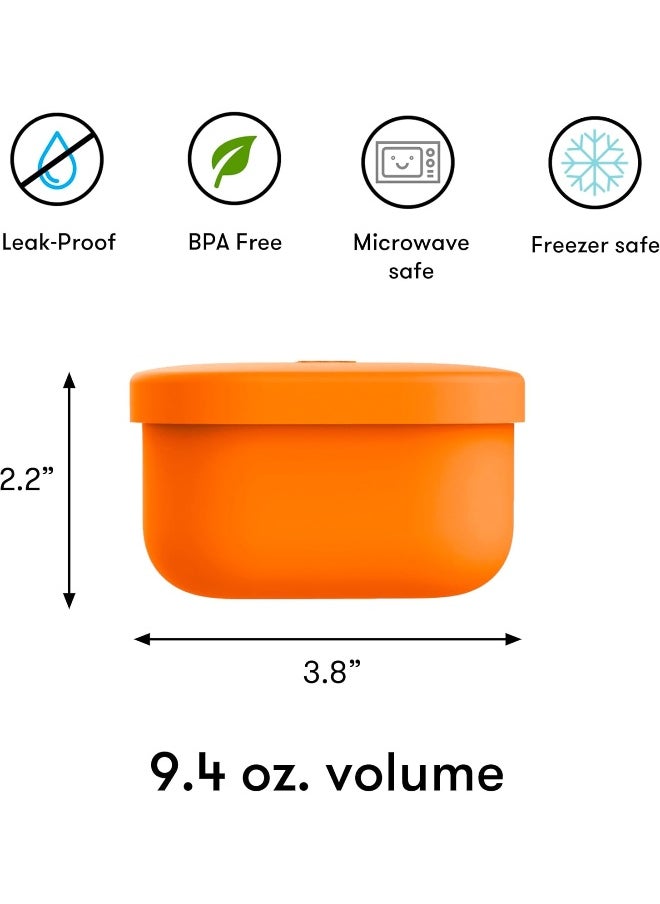Omie OmieBox Silicone Leakproof Snack Containers To Go, Food Storage Containers with Lid, School Lunch Bento Container - BPA Free, Airtight, Dishwasher and Freezer Safe, Oven Safe - 9.4 ounces