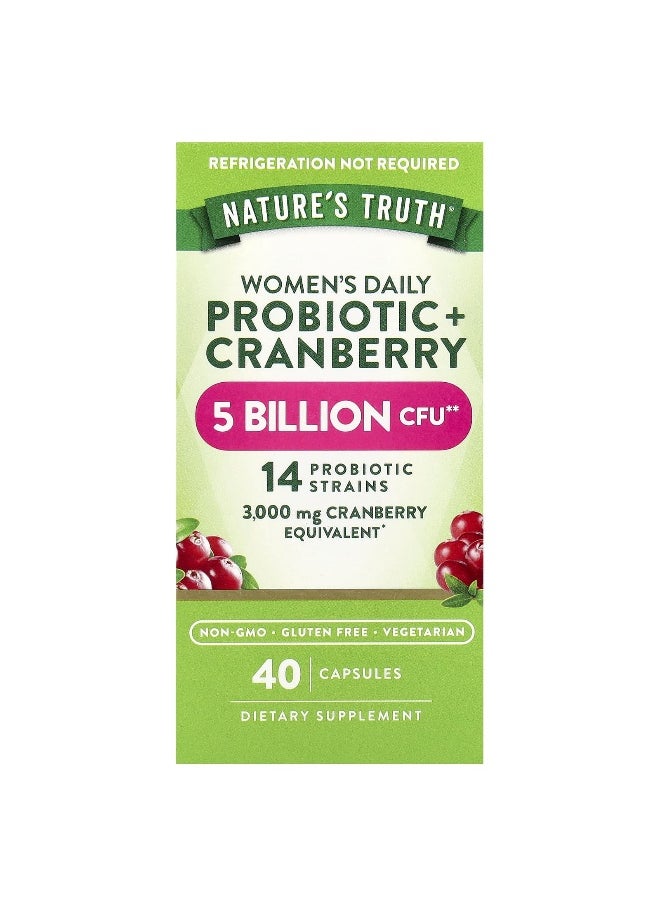 Nature's Truth, Women's Daily Probiotic + Cranberry, 40 Capsules