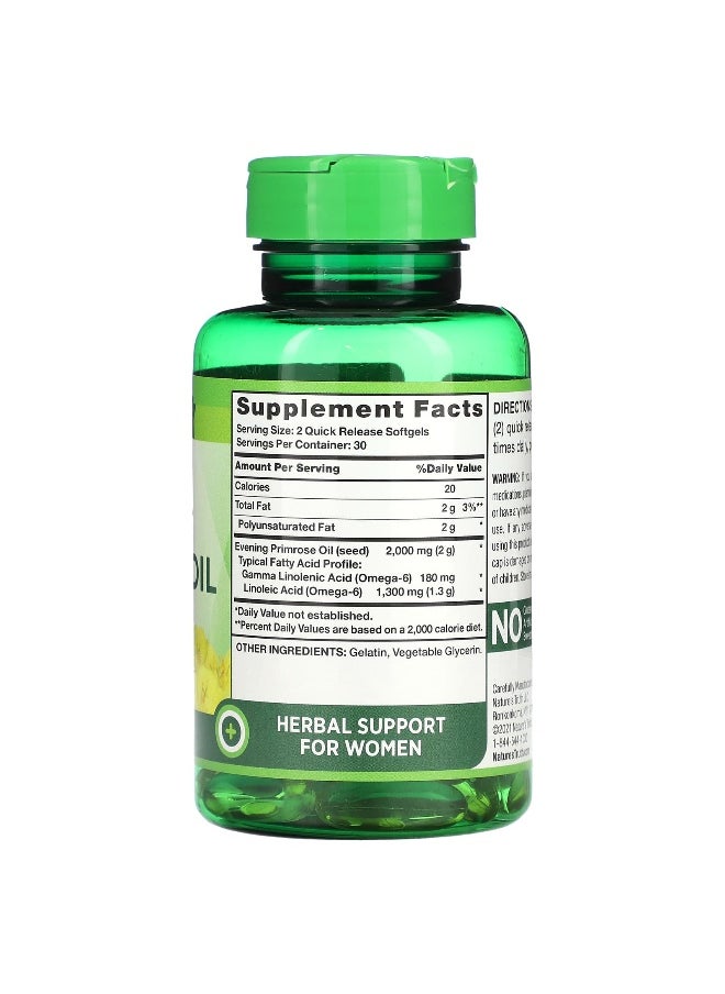 Nature's Truth, Cold Pressed, Evening Primrose Oil, 2,000 mg, 60 Quick Release Softgels (1,000 mg per Softgel)
