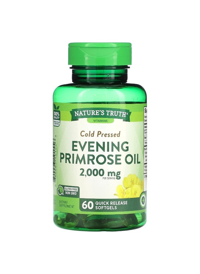 Nature's Truth, Cold Pressed, Evening Primrose Oil, 2,000 mg, 60 Quick Release Softgels (1,000 mg per Softgel)