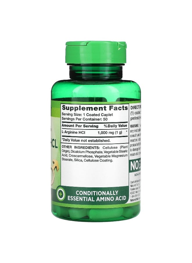 Nature's Truth, Vitamins, Maximum Strength L-Arginine HCL, 1,000 mg, 50 Coated Caplets