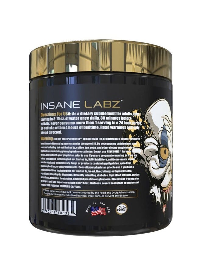 Psychotic Gold, High Stimulant Pre Workout Powder, Extreme Lasting Energy Focus, Pumps and Endurance with Beta Alanine, DMAE Bitartrate, NO Booster (35 Servings, Orange)