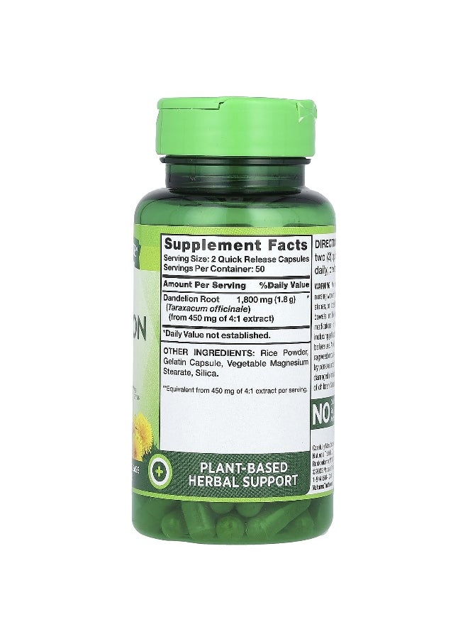 Nature's Truth, Vitamins, Dandelion Root, 1,800 mg , 100 Quick Release Capsules (900 mg per Capsule)