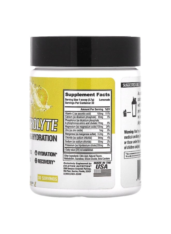 EVLution Nutrition, Electrolyte Volumizing Hydration, Lemonade, 3.91 oz (111 g)