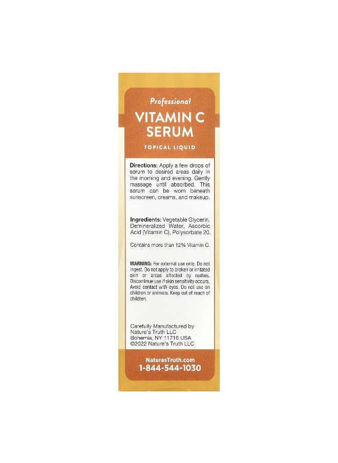 Nature's Truth, Vitamin C Serum, Topical Liquid, Unscented, 2 fl oz (59 ml)