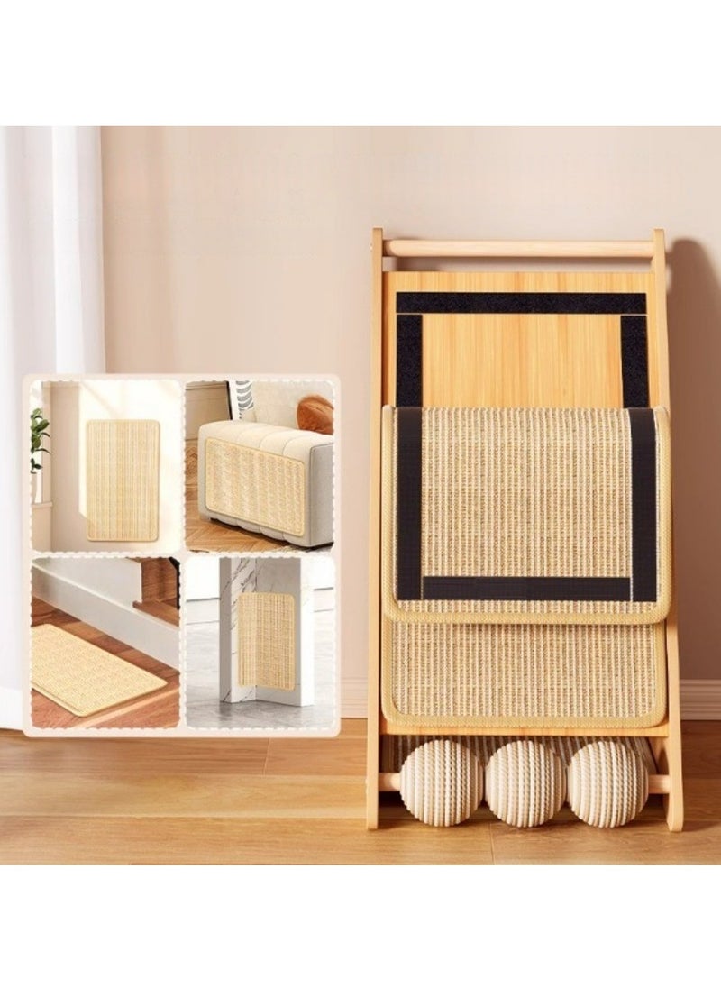 Sisal cat scratching board, vertical wear-resistant and non-chip-shedding with removable DIY wall-mounted cat claw pad and 3 sisal cat scratching toy balls , 29*57*37cm