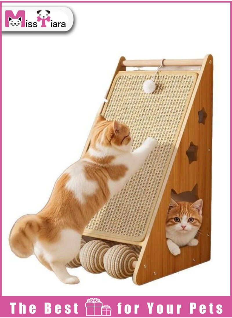 Sisal cat scratching board, vertical wear-resistant and non-chip-shedding with removable DIY wall-mounted cat claw pad and 3 sisal cat scratching toy balls , 29*57*37cm
