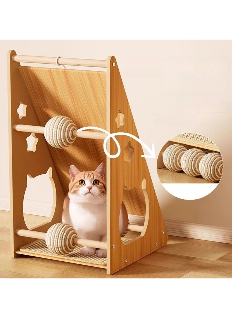 Sisal cat scratching board, vertical wear-resistant and non-chip-shedding with removable DIY wall-mounted cat claw pad and 3 sisal cat scratching toy balls , 29*57*37cm