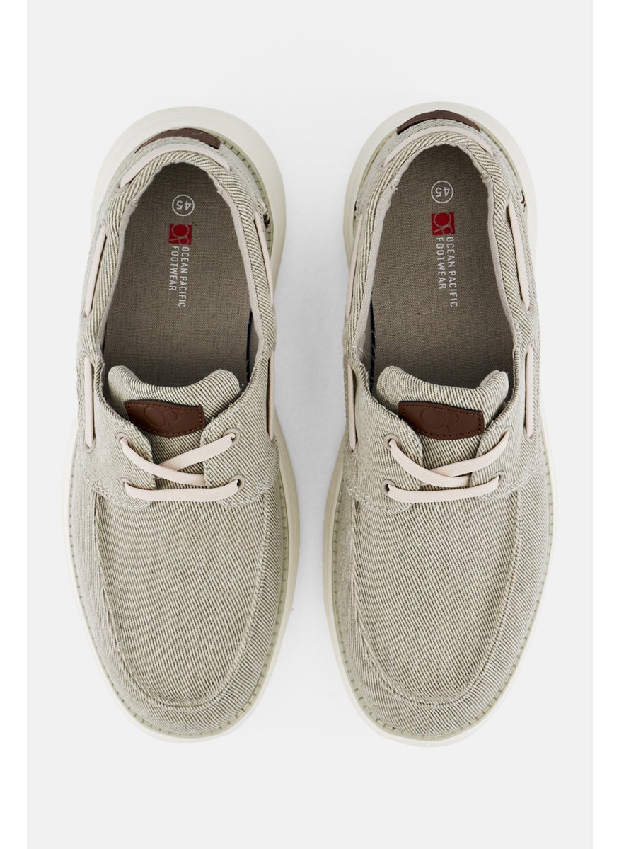 Men Lace Up Casual Shoes, Light Beige