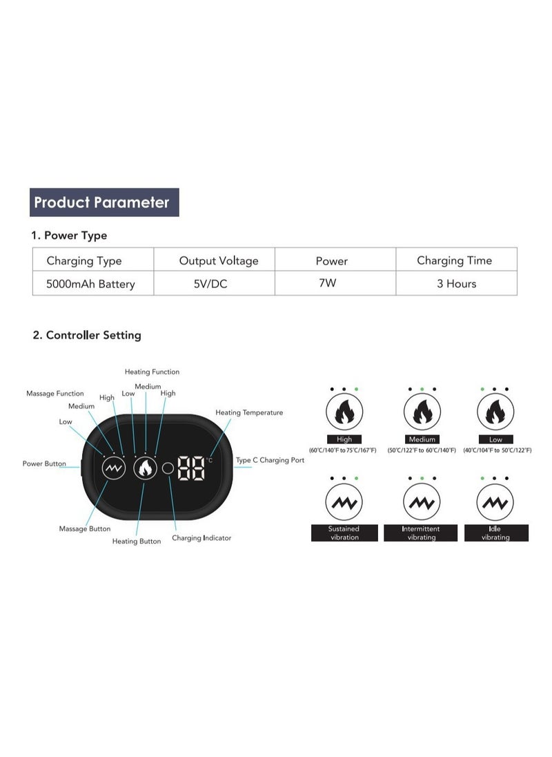 Heating massage shoulder pad, physical therapy massager, intelligent wireless adjustable temperature