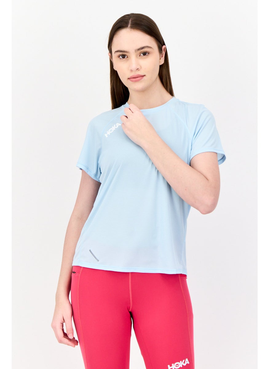 Women Sportswear Fit Short Sleeve Training Top, Light Blue