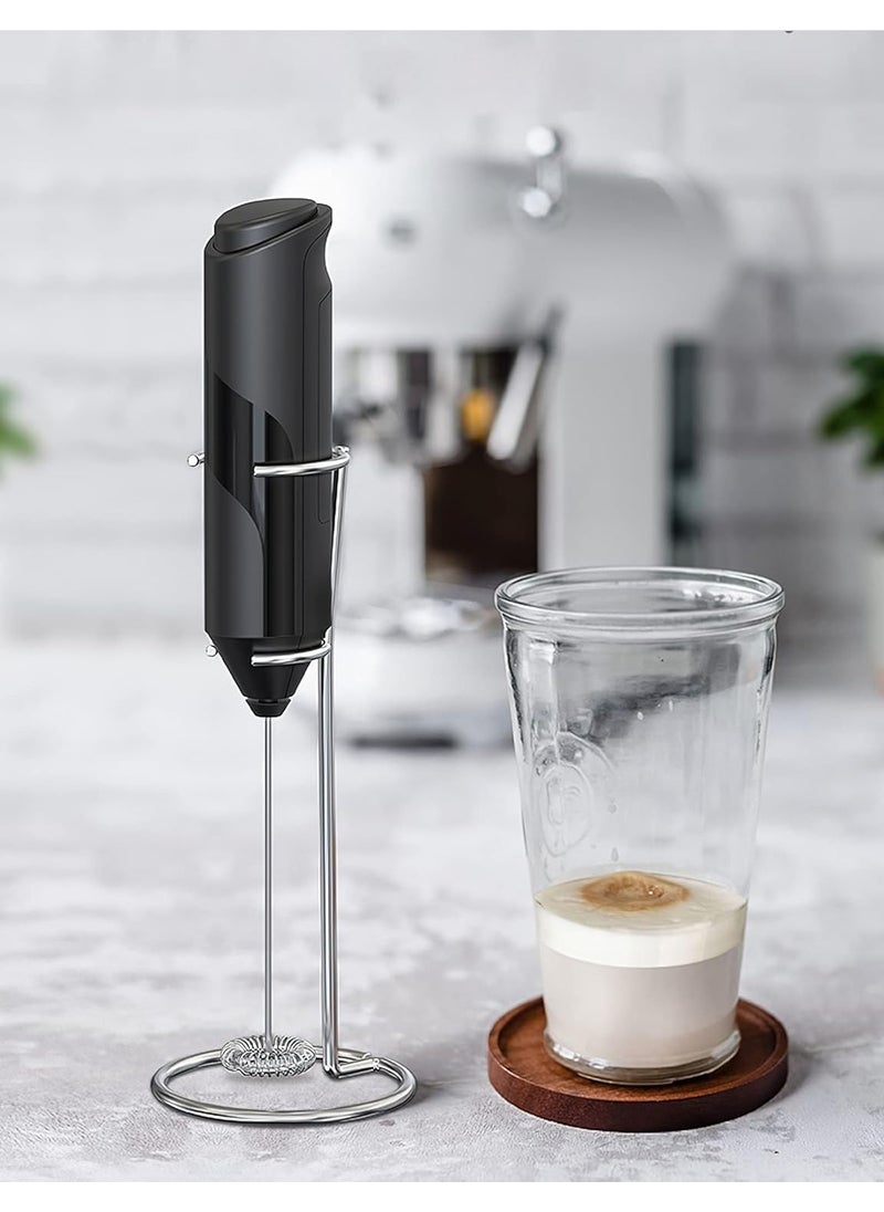 Electric Milk Frother Handheld - Portable Foam Maker, Stainless Steel Whisk with Stand, for Coffee, Lattes, Cappuccinos, Hot Chocolate (Multicolour)