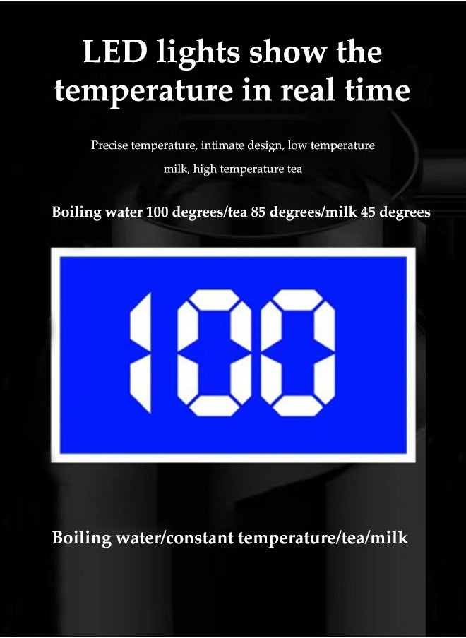 Car Electric Kettle, Intelligent Stainless Steel Electric Cup, Car Heated Travel Cup,With Intelligent Temperature Display And Tea Strainer, Leak Proof,Durable，500ml