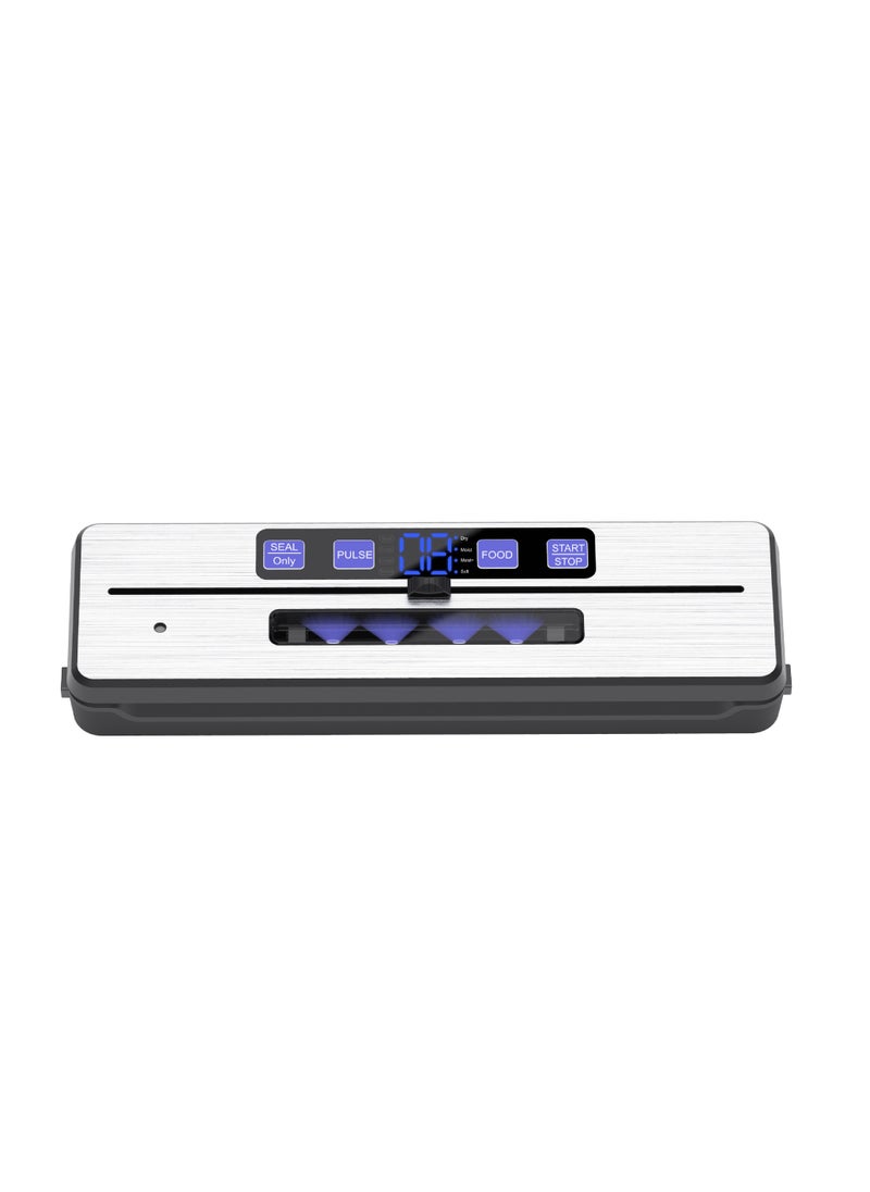 Vacuum Sealer Machine with Dual Heating Wires,LED View Window,Built-in Cutter,Moistu0026Dry Modes,Compact Design,Includes 5 Vacuum Bags,Ideal for Food Preservationu0026Sous Vide