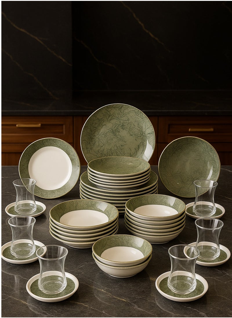 36-Pieces Luxury Turkish Porcelain Dinnerware – Complete Set for 6 Persons