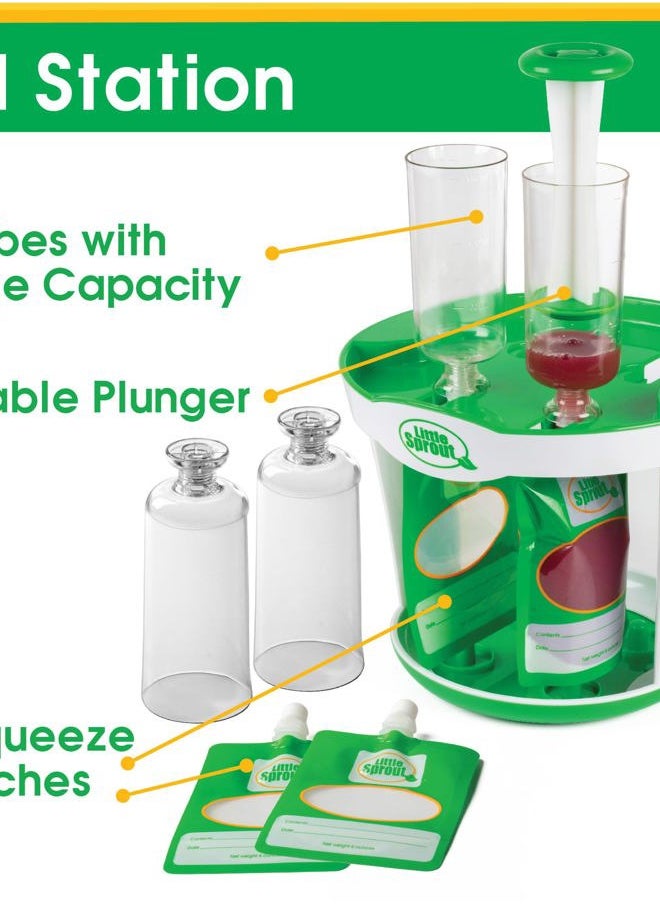 Baby Food Maker for Infants & Toddlers (11 Piece Set)- 4 6oz Food Squeeze Purees at Once w/Fill Station, Pouches, Funnel, Tubes & Plunger- Dishwasher Safe & BPA Free for Semi-Solid Food, Gift