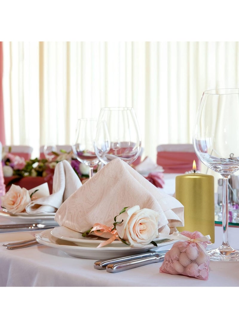 Premium Quality Unscented Metallic Gold Pillar Candles - Long Burning Hours, Decorative, SPA - Dripless Clean Burning Smokeless Dinner Candle | Dripless Decorative Candles for Wedding, Party, Birthday & Home Decor | Set of 3