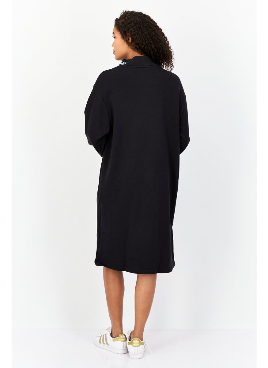 Women Sportswear Fit Long Sleeve Outdoor Tunic Dress, Black