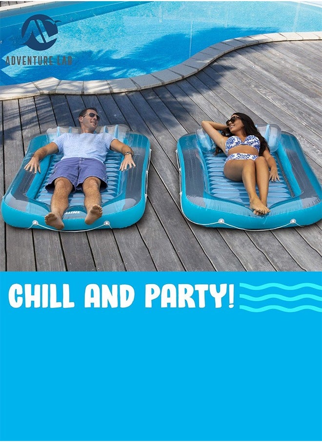 Inflatable Pool Lounge Float with Pillow – Comfortable Floating Lounge for Adults and Kids, Portable Water Hammock for Swimming Pool and Beach