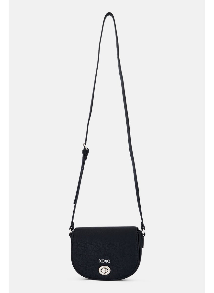 Women Brand Logo Crossbody Bag, Black