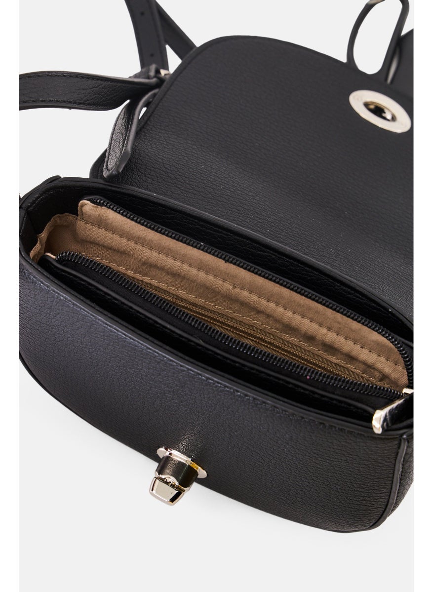 Women Brand Logo Crossbody Bag, Black