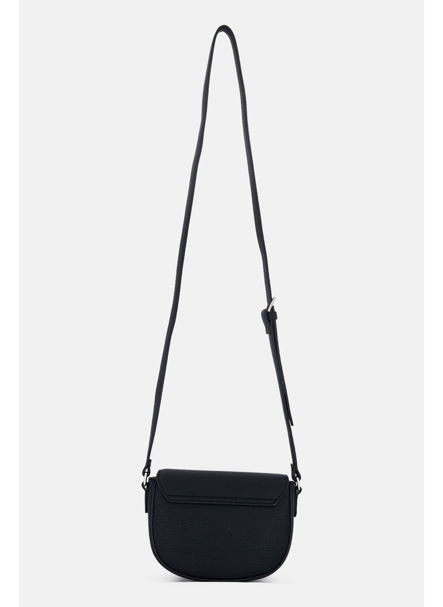 Women Brand Logo Crossbody Bag, Black