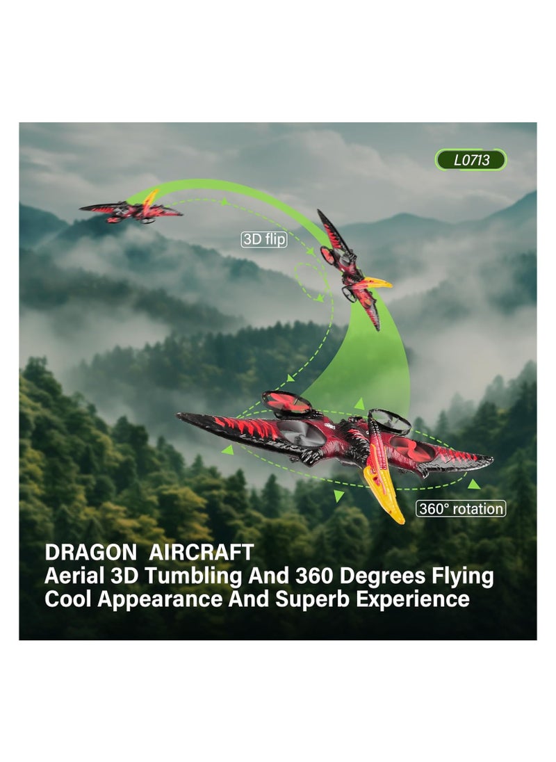 Dinosaur Toys Drone for Kids,Dragon Remote Control Airplane,Flying Toys Birthday Gifts for 8-12 Year Old Boys,RC Plane for Kids 8-12 Red