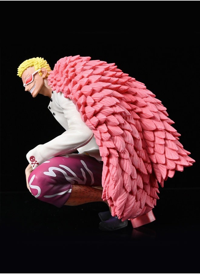 One Piece Doflamingo Crouching Action Figure Decorative Resin Sculpture Home Decor Statue, Art Figurine Home Ornament Decoration for Office, Living Room, Bedroom, Book Shelf, TV Cabinet, Desktop