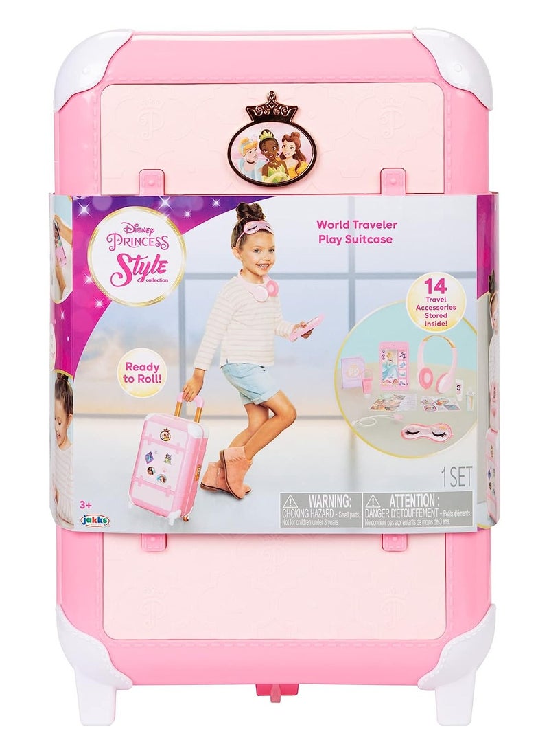 Disney Princess Style Deluxe Suitcase Set | Realistic Design | Travel Accessories | Pretend Play | Role Play | Gift for Girls | 