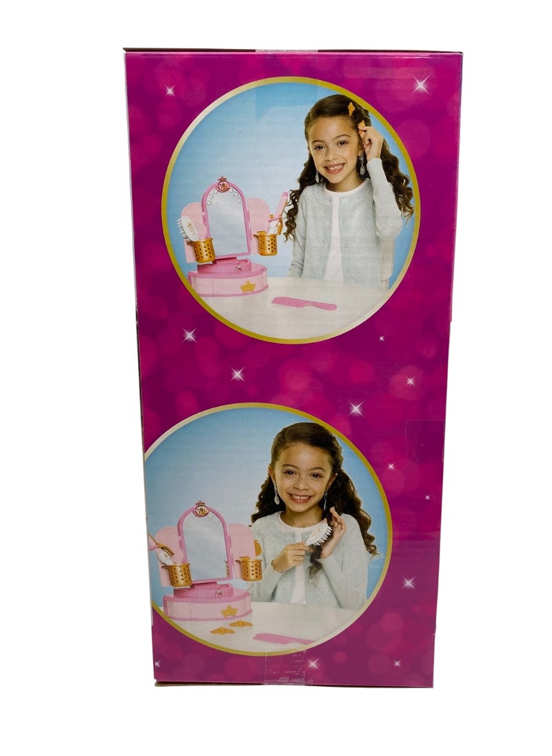 Disney Princess Style Hair & Make up Mirror with LED Lights, Battery Operated | Realistic Beauty Accessories | Pretend Play Dress Up | Role Play | Fashion Dress Up | Beauty  Playset | Gift for Girls