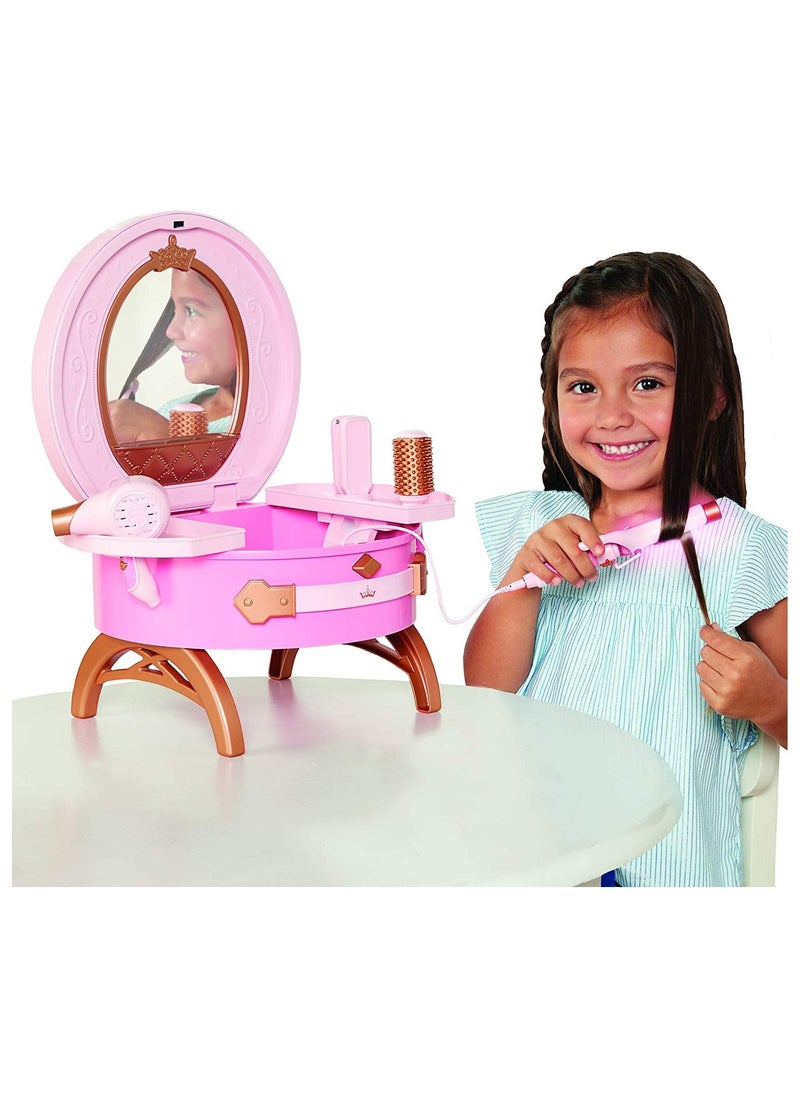 Disney Princess Style Travel Vanity Set, Battery Operated | Realistic Beauty Accessories | Pretend Play Dress Up | Role Play | Fashion Dress Up | Beauty  Playset | Gift for Girls