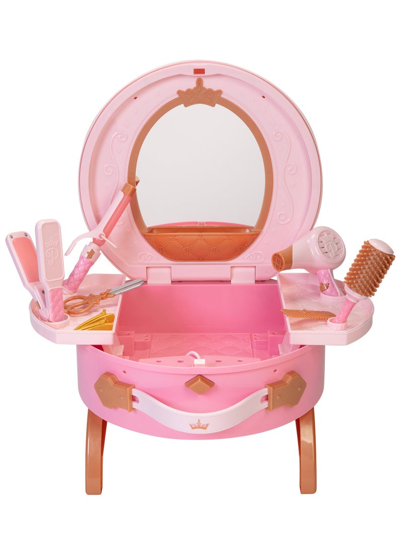 Disney Princess Style Travel Vanity Set, Battery Operated | Realistic Beauty Accessories | Pretend Play Dress Up | Role Play | Fashion Dress Up | Beauty  Playset | Gift for Girls