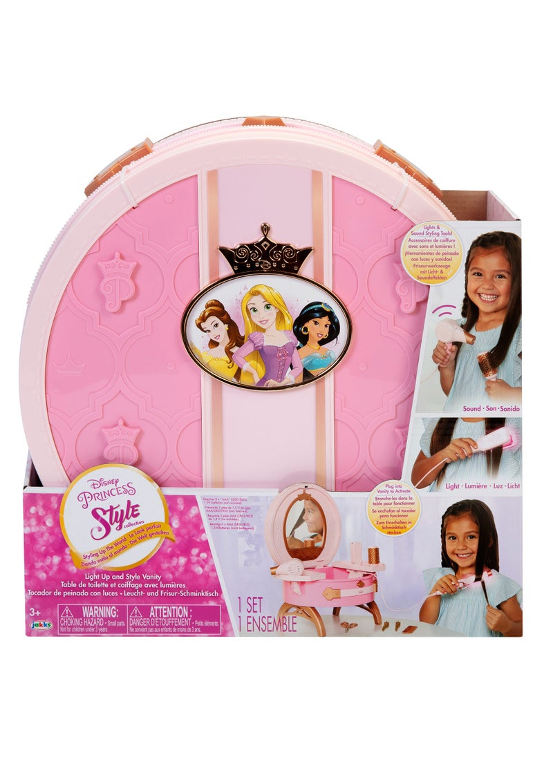 Disney Princess Style Travel Vanity Set, Battery Operated | Realistic Beauty Accessories | Pretend Play Dress Up | Role Play | Fashion Dress Up | Beauty  Playset | Gift for Girls