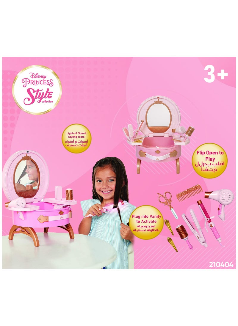 Disney Princess Style Travel Vanity Set, Battery Operated | Realistic Beauty Accessories | Pretend Play Dress Up | Role Play | Fashion Dress Up | Beauty  Playset | Gift for Girls