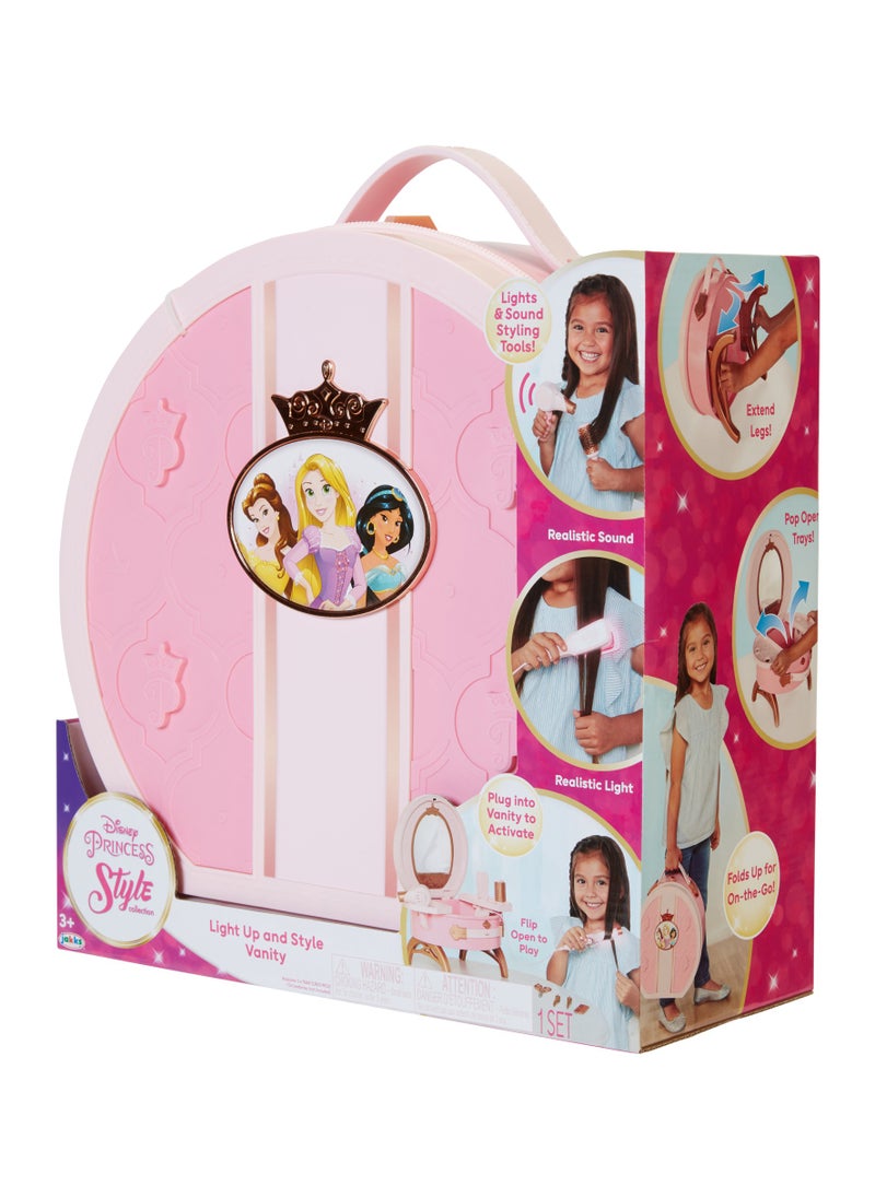 Disney Princess Style Travel Vanity Set, Battery Operated | Realistic Beauty Accessories | Pretend Play Dress Up | Role Play | Fashion Dress Up | Beauty  Playset | Gift for Girls