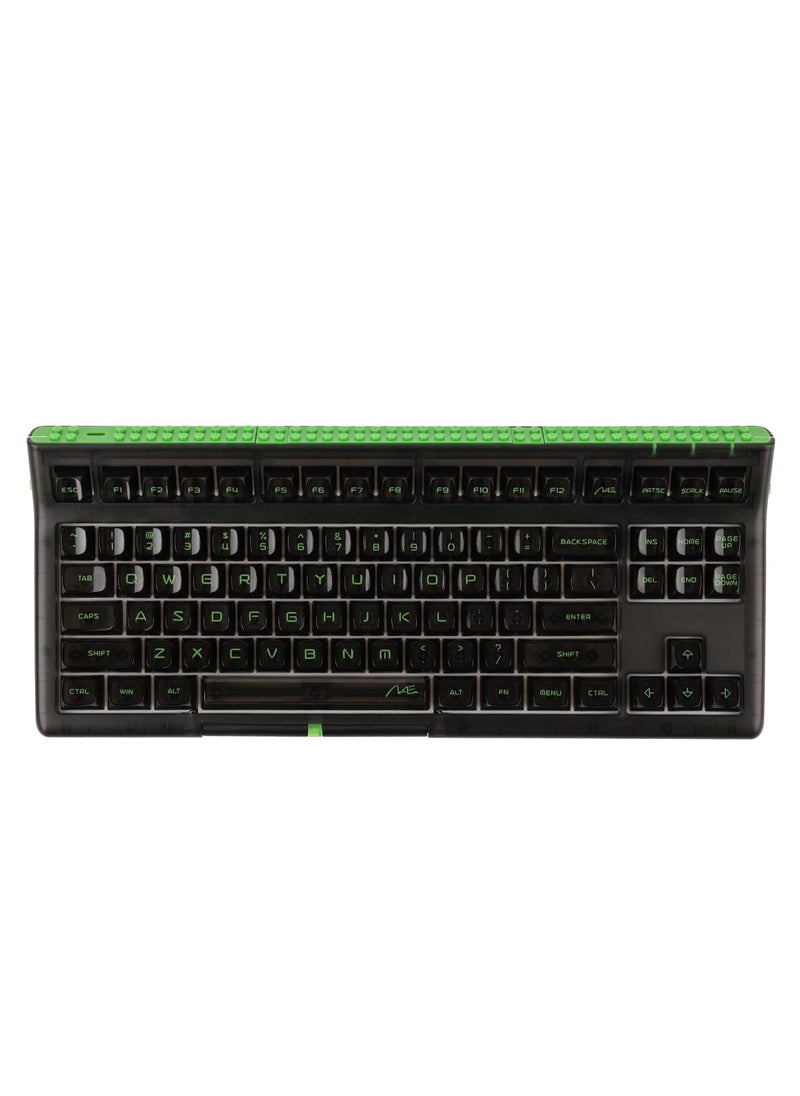 EPOMAKER Brick 87 Tri-Mode TKL Mechanical Keyboard with Stackable Block Bar, Thumb-scroll Knobs,(Clear Black, Wisteria Linear Switch)