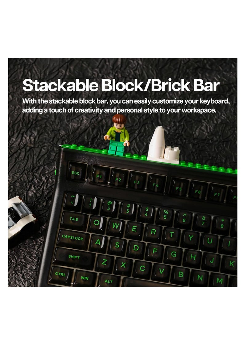 EPOMAKER Brick 87 Tri-Mode TKL Mechanical Keyboard with Stackable Block Bar, Thumb-scroll Knobs,(Clear Black, Wisteria Linear Switch)