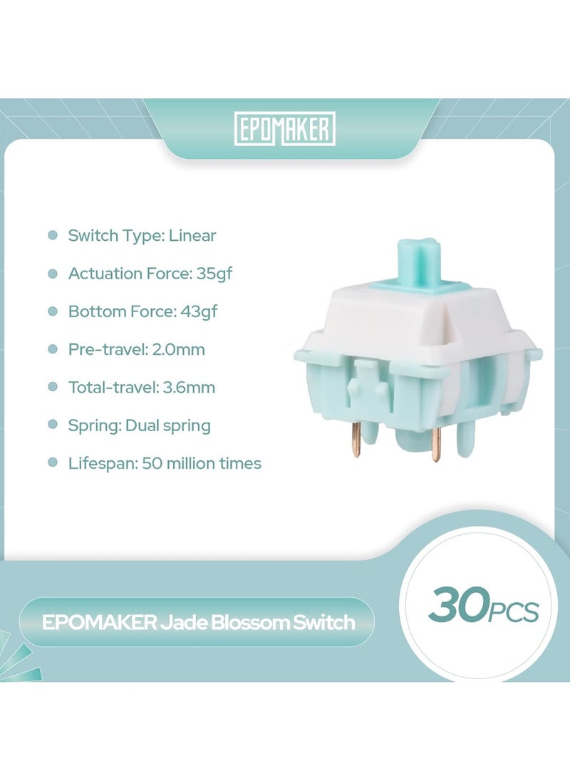 EPOMAKER Jade Blossom Mechanical Switch Set for Mechanical Keyboard, 30 Pieces 35gf Linear Switches,