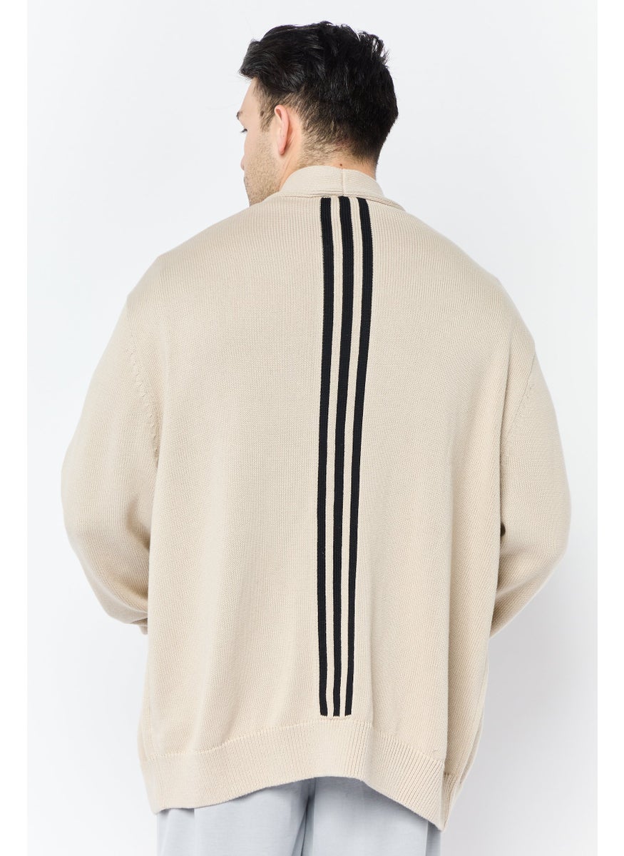 Men Oversized Long Sleeves Outdoor Cardigan, Beige