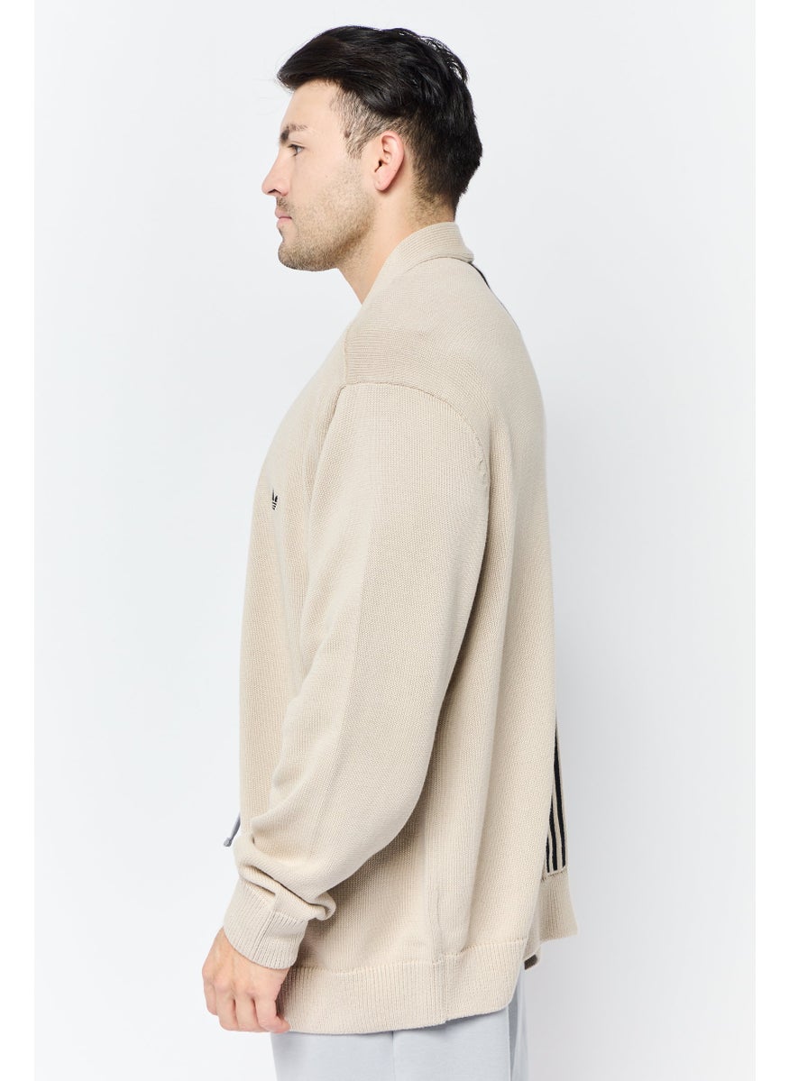 Men Oversized Long Sleeves Outdoor Cardigan, Beige