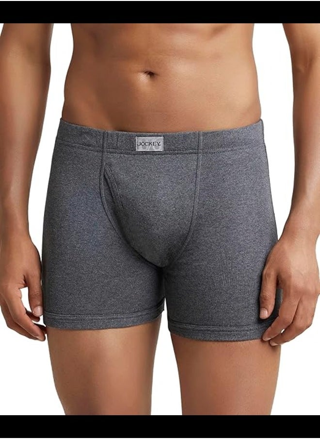 8008 Men's Super Combed Cotton Rib Solid Boxer Brief with Ultrasoft Concealed Waistband (Pack of 2)