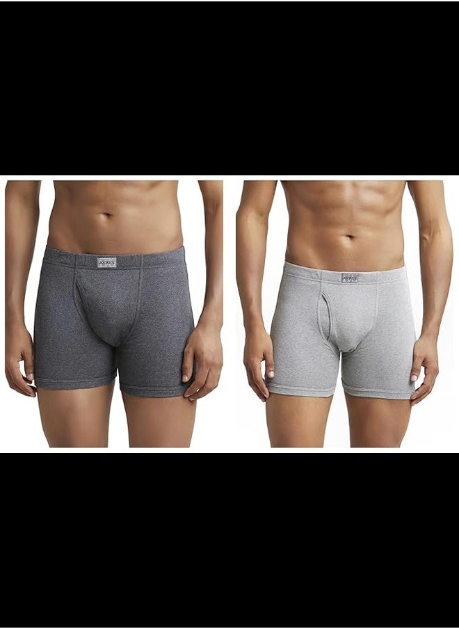 8008 Men's Super Combed Cotton Rib Solid Boxer Brief with Ultrasoft Concealed Waistband (Pack of 2)