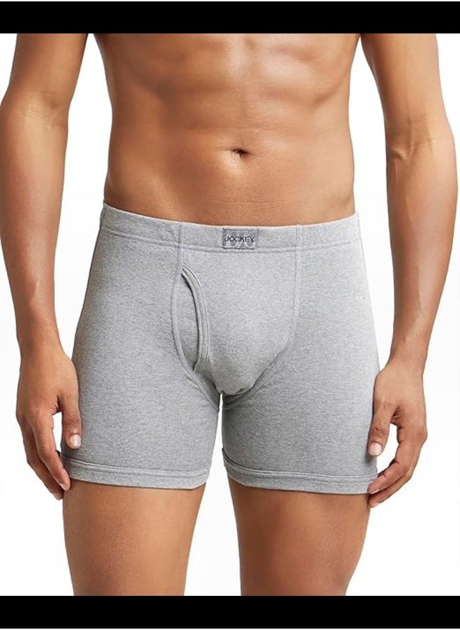 8008 Men's Super Combed Cotton Rib Solid Boxer Brief with Ultrasoft Concealed Waistband (Pack of 2)